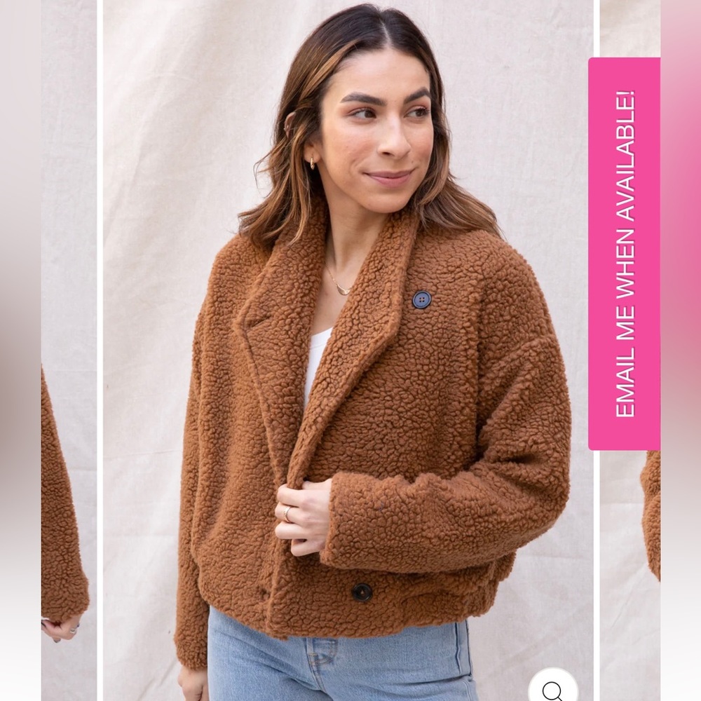 Saltwater Luxe Winter Sherpa Jacket Women's in Camel, Size XS $90